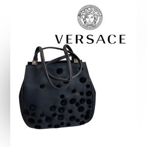 Gianni Versace Vintage Black Polka Dot Evening Bag Or Small Satchel